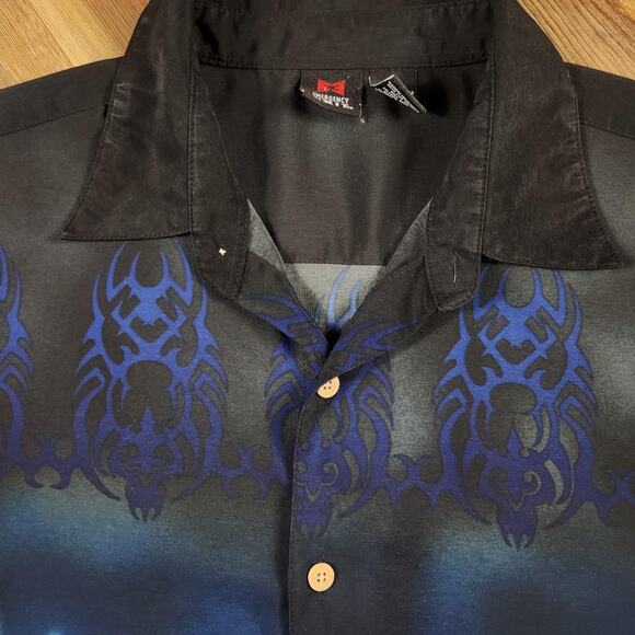 Vintage 90s EMERGENCY EXIT TRIBAL SHIRT FESTIVAL RAVE GRUNGE - Picture 4 of 5